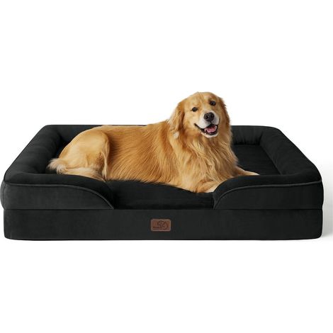 Hundebett orthopädisches Kistenschaum L 122 x B 89 x H 20 cm Schwarz (1/5)