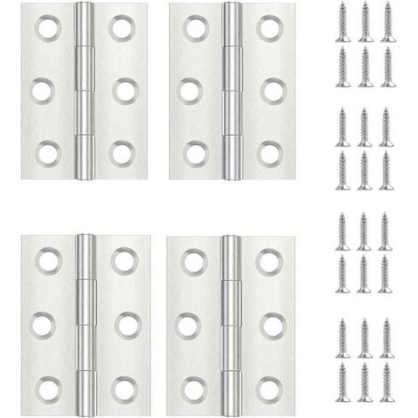 4 Pièces Charniere Porte,Charniere Inox,Charnière Invisible,Charnière plate,Porte Placard/Petites Portes/Tiroirs/Fenêtres/Pianos/Coffret à Bijoux Armoires de Quincaillerie de Meubles de Maison