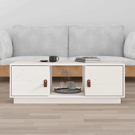 vidaXL Coffee Table White 100x50x35 cm Solid Wood Pine (1/5)