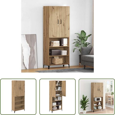 vidaXL Buffet mural - Haut Armoire Montage mural Chêne artisanal 69,5 x 34 x 180 cm (1/5)