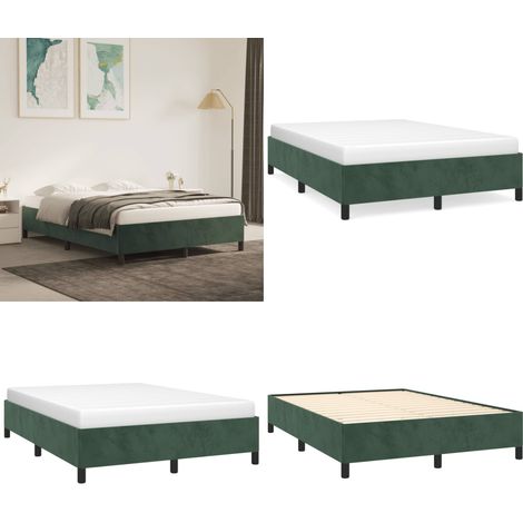 Cadre de lit sans matelas vert foncé 140x190 cm velours - Cadre De Lit - Lit Double - Lit Velours - Lit Vert - Meuble Chambre À Coucher - Home & Living (1/5)