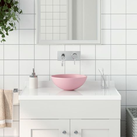 Lavabo à poser  Lavabo Vasque salle de bain  Céramique Rose mat Rond