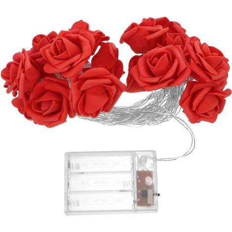 1 Set LED-Lichterkette mit Rosenblüten aus PE-Kunststoff, dekorative Lampen für Fotografie-300X4CM-Red (1/4)
