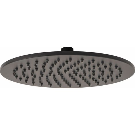 Pommeau de douche rond 1 jet noir mat ø 30en acier inox mod. Seven round