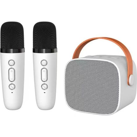 (Blanc) Mini enceinte Bluetooth portable, machine karaoké, son surround stéréo, usage domestique