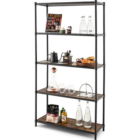 COSTWAY Scaffale a 5 Livelli, Scaffale di Stoccaggio Robusto, Libreria Multifunzionale e Flessibile per Ufficio Soggiorno Camera da Letto e Cucina, 80x29x154 cm (1/5)