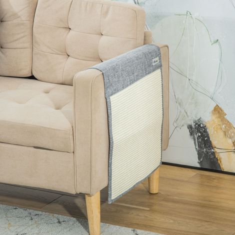 PawHut - Set da 2 tappetini tiragraffi per gatti, 130 x 45 cm, in sisal, protezione antigraffio per divani, mobili e porte, colore grigio.