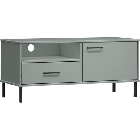 Maison Exclusive - TV-Schrank OSLO mit Metallbeinen Grau Massivho