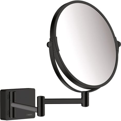 Hansgrohe AddStoris Bathroom Shaving Mirror Wall Mounted Matt Black Round Modern (1/2)