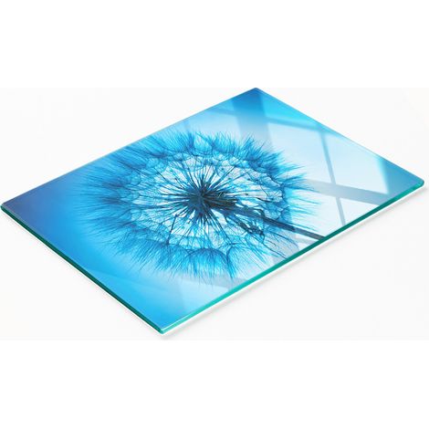 Tabla de cocina de vidrio templado con diseño decorativo de diente de león, 80x52 cm. (1/5)