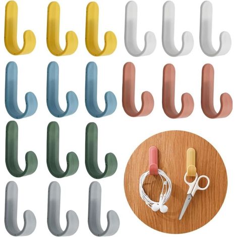 Bardusch-24 crochets adhésifs blancs acier inox, sans perçage, pour torchon cuisine, serviette salle de bain (1/5)