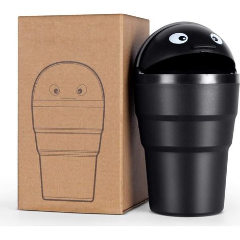 Porte-gobelet de voiture, petite poubelle, voiture, bureau, mini poubelle pour la maison (noir) (1/5)