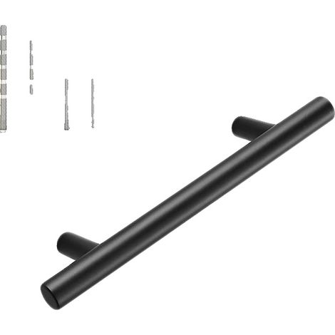 Tiradores y pomos para muebles, acero inoxidable, uso versátil, 20 unidades, color negro, 128 mm (1/2)
