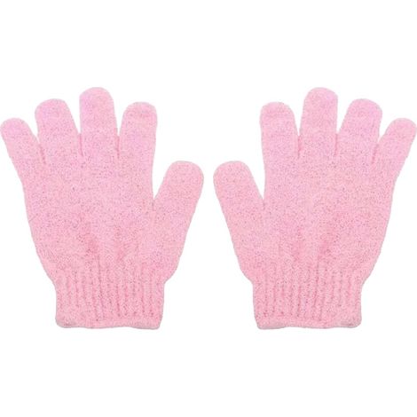 Gants de Douche Exfoliants, Gommage Corporel, Outil de Nettoyage, 2pcs rose (1/2)
