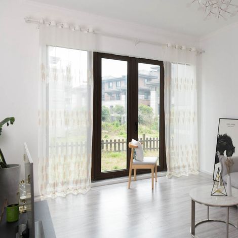 Rideaux en polyester, cantonnières en voile, décoration pour chambre et salon (kaki) (1/5)