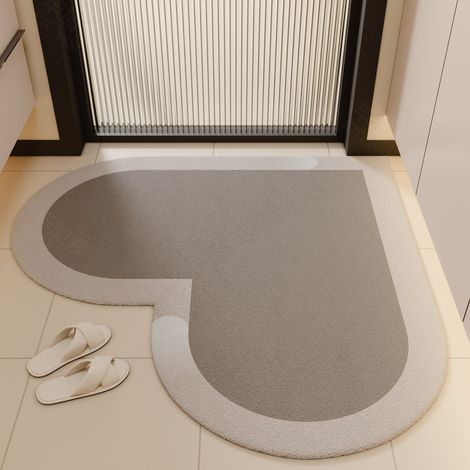 Silicone-Badezimmermatte Herzform – Absorbierend, rutschfest und mit elegantem Creme-Design für Waschbecken oder Badezimmerboden – 80 x 80 cm