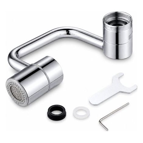 Prolongateur de robinet – Pivotant 360° – Forme en U – Laiton – Argent – 1 pièce – Cuisine et salle de bain (1/5)