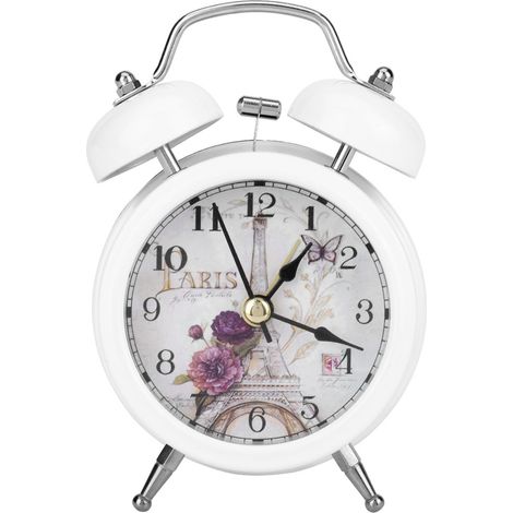 Réveil Digital Mini Métal Silencieux avec Lumière Blanc Design Antique Compact 11.7x8.2cm Idéal Chambre Étudiant (1/5)