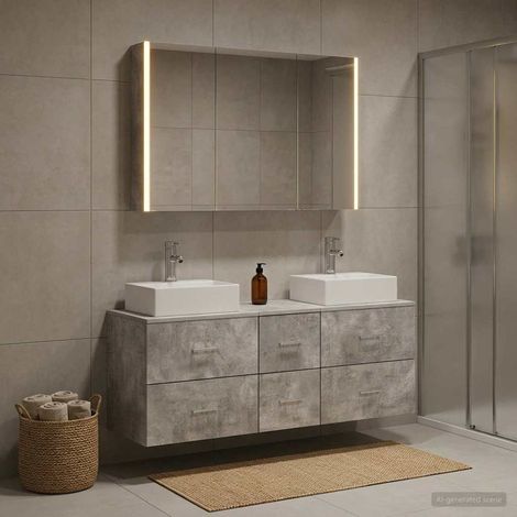 vidaXL Bathroom Furniture Set 4 pcs Concrete Grey (1/5)