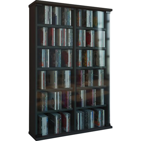 Legno CD DVD Stand Regal Roma Porta di Vetro 92x60x18 - VCM