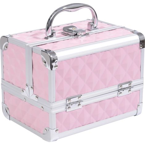 Trousse de maquillage, matériau en bois, design compact, Rose, 20X15X15Cm (1/5)