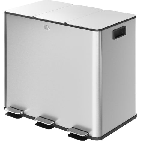 3-teiliger Küchenabfalleimer, 15 Liter, Recyclingbehälter, herausnehmbare Eimer, silberfarben, 61,9 x 36,6 x 43,2 cm