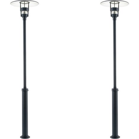 2er Set Mastleuchte / Gartenlaterne FREJA, Höhe 232 cm, Alu schwarz / Glas klar (1/4)