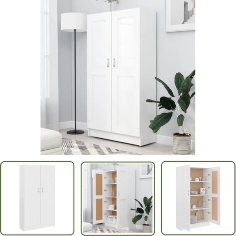 The Living Store Bücherschrank Weiß 82,5x30,5x150 cm Holzwerkstoff - Bücherregal - Regal - Holzschrank - Weißer Schrank - Wohnzimmerdeko (1/5)