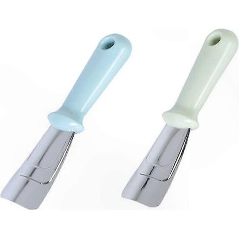 Lot de 2 pelles à glace pour congélateur, outils de dégivrage en acier inoxydable résistant, accessoires de nettoyage pour réfrigérateur, teintes bleu et vert. (1/5)