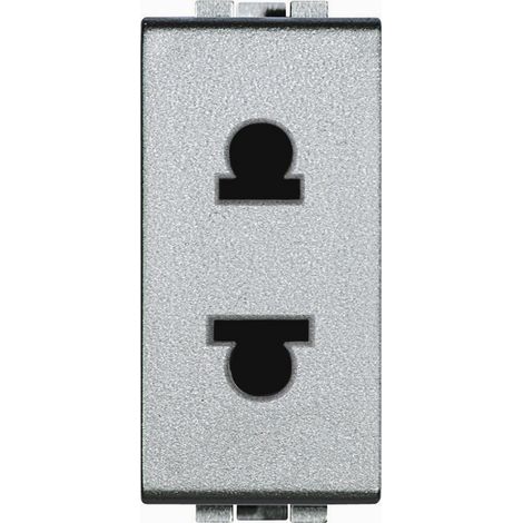 Prise standard euro US 2P+T Livinglight 127/250 V Tech 1 module BTICINO NT4125 (1/2)
