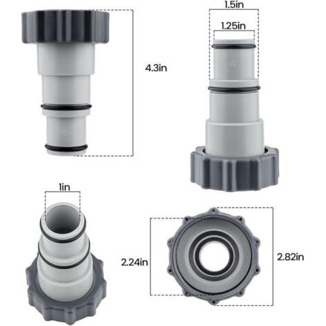 QORVA-Adaptateur pour tuyau de piscine, lot de 2 adaptateurs de type A pour tuyaux de 32 à 38 mm, compatible avec les pompes de piscine. Accessoires de piscine avec filetage et joint d'étanchéité. (1/3)