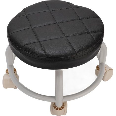Tabouret Roulant Bas Rotatif à 360 Degrés avec roulettes, Rond Confortable et Portable pour Garage (1/5)