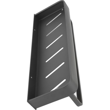 Étagère salle de bain en aluminium spatial sans perçage murale porte serviette avec crochets (1/5)