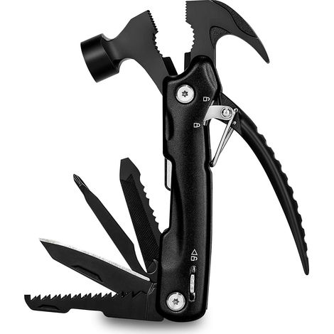 MIMOSON-Multitool, kit de survie multifonctionnel 12 en 1 avec marteau portable en acier inoxydable, pinces, multitool de poche pliable pour le camping en plein air, la randonnée. Cadeau de Noël (1/5)
