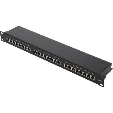 Panneau raccordement RJ45 male Cat.6 24 ports - noir