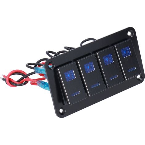 Panneau Interrupteur 4 Positions Noir IP65 Etanche avec Rétroéclairage LED pour Bateau Moteur 12‑24V (1/5)