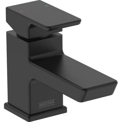 Bristan Cobalt Mono Basin Mixer Tap with Clicker Waste Black Monobloc Tap