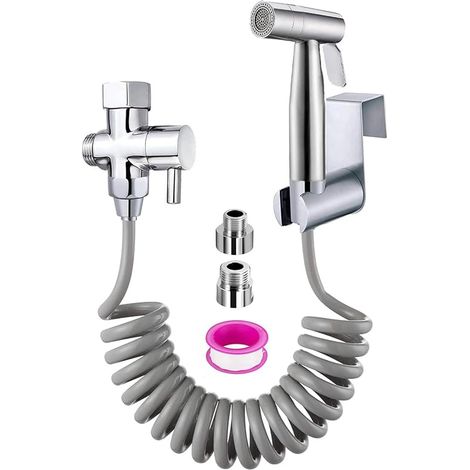 Douchette Toilette - Douchette WC Kit Complet,Kit Douchette WC, Pulvérisateur Pour l'hygiène Personnelle Quotidienne, Pomme de Douche Toilette avec Tuyau, avec Adaptateurs G1/2" et G3/8" (1/5)