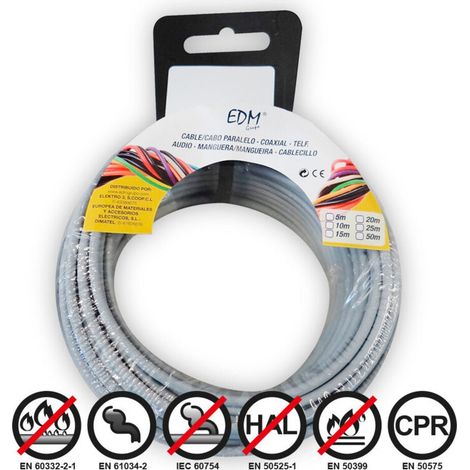 Bobine Fil électrique Flexible 2,5mm Gris Sans Halogène 5m