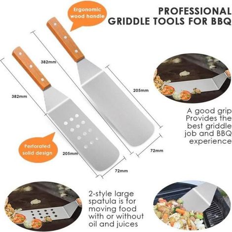 Kit Barbecue Portable - - Ensemble complet de spatules pour gril - Acier inoxydable - Blanc (1/4)