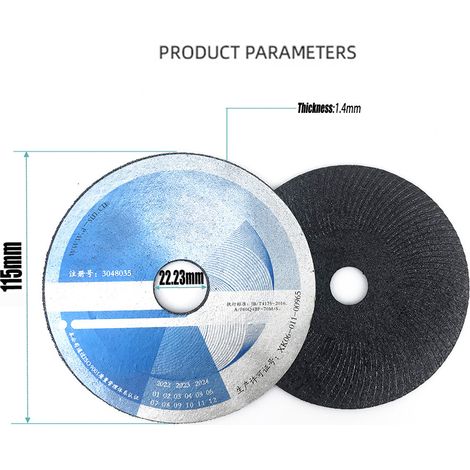 Disque à tronçonner les métaux, meuleuse d'angle, disque à meuler en acier inoxydable, disque à polir, diamètre extérieur 115 mm, diamètre intérieur 22,23 mm. (1/5)