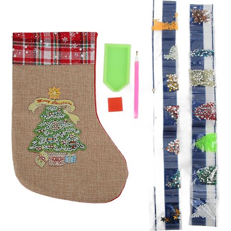 Bas de Noël en lin flanelle, couleurs vives, design raffiné, décorations de fête (1/5)