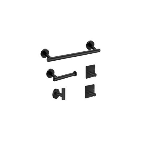 Ensemble de 5 accessoires de salle de bain – Porte-serviette 40 cm – Porte-papier toilette – Crochets pour peignoirs en acier inoxydable or brossé (1/3)
