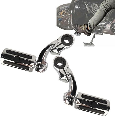 2 Pièces, Repose-Pieds D'autoroute de Moto pour, Repose-Pieds Confortable et Réglable avec Pinces de Montage, Barre de Protection de Moteur D'autoroute (Type Court) (1/5)