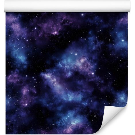 Carta da parati acquerello galassia blu navy, nero, blu e indaco 50x1000 cm (1/5)