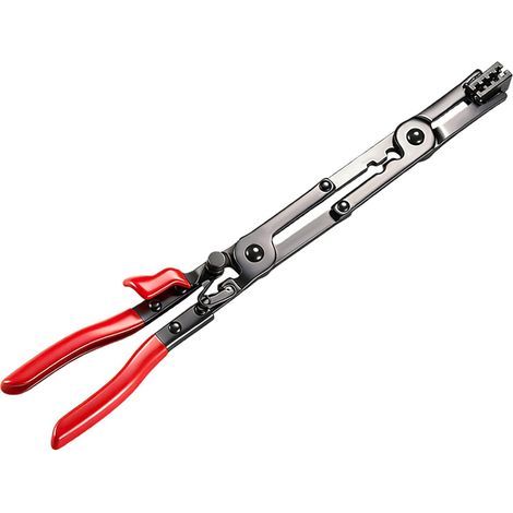 Pince de collier de serrage droite/courbée avec dispositif de verrouillage pour un retrait rapide des colliers de serrage difficiles à atteindre, outil de serrage robuste avec engrenage de (1/5)