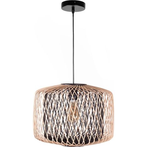 Colgante BAMBOO D.39cm 1xE27 en bambú negro y natural (1/5)