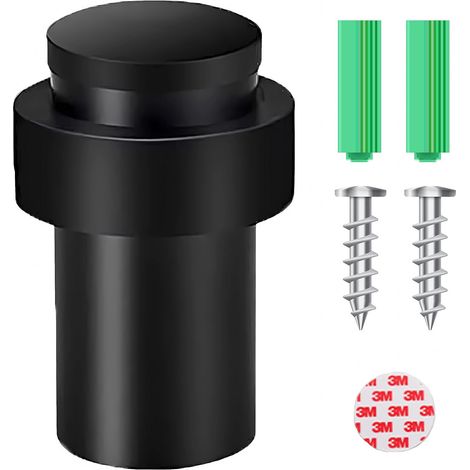 Arrets Porte Adhesifs Ronds Inox Caoutchouc (1/5)