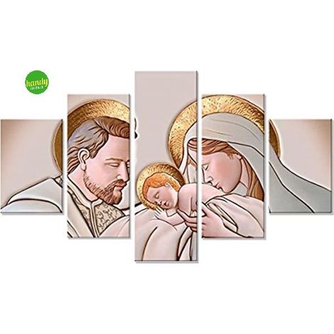 Lupia - Quadro Moderno VOGUE 66x115 cm THE KISS CERAMIC a 5 Pezzi, Stampe Artistiche modulari Sacra famiglia, Pannelli Legno Ecologico MDF, Pronti da Appendere, Soggiorno Camera da letto, Ufficio (1/3)