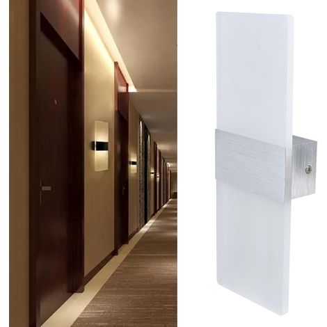 Applique murale LED en acrylique avec touches de piano, éclairage supérieur et inférieur, style épuré en aluminium, idéale pour la chambre, le salon, la salle à manger, un bureau d'hôtel ou un couloir (1/5)